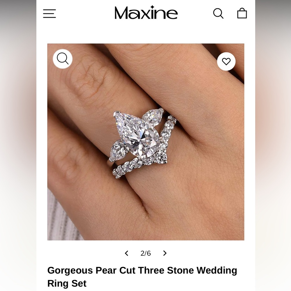 4 carat pear wedding engagement ring set